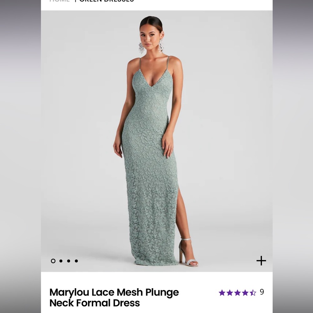 Lace Mesh Plunge Neck Formal Dress